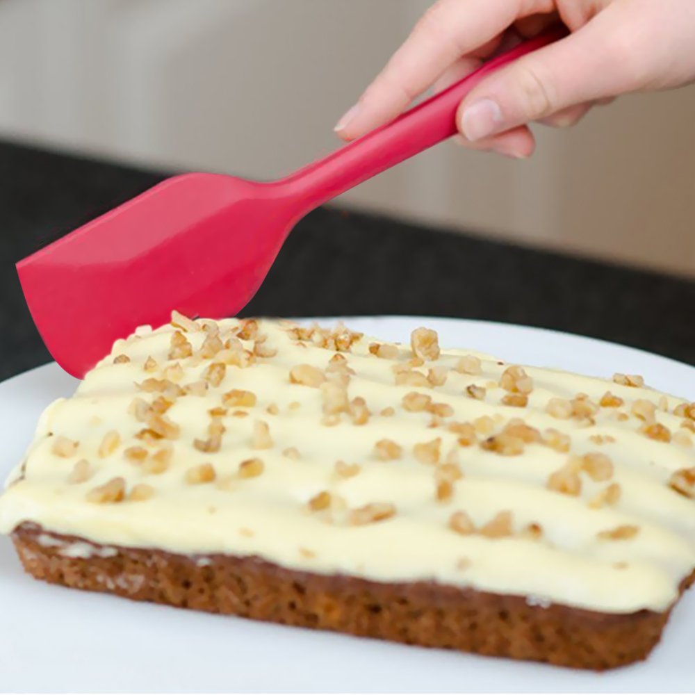 MZCH Nonstick Silicone Spatula Set, Rubber Spatulas Baking Spoon Basting Brush with Comfortable Wide Handle, Heat-Resistant Cooking Utensil Sets, Red, Set of 5 pieces