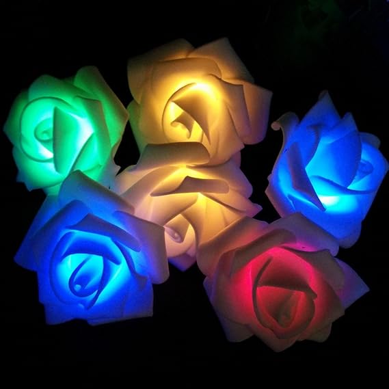 PragAart Rose Flower LED String Light for Wedding, Garden and Festival Decoration - 2.5 Meter Length with 20 LED Roses, Multicolor