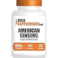 BulkSupplements.com American Ginseng Capsules - American Ginseng Extract, Ginseng Herbal Supplement - Vegan, 2 Capsules per Serving, 240 Veg Capsules (Pack of 1)