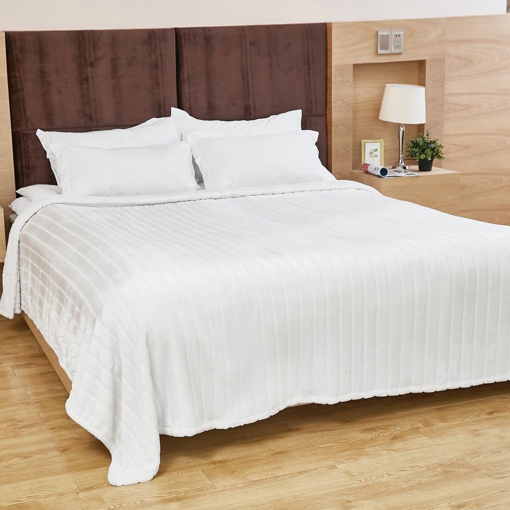 Bertte Throw Blanket Super Soft Cozy Warm Blanket 330 GSM Lightweight Luxury Fleece Blanket for Bed Couch- 50"x 60", Ivory White: Home & Kitchen