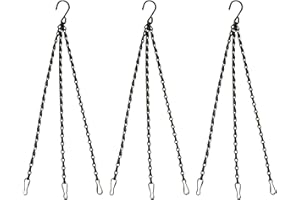 3 Pack 23 Inch Hanging Chains & Hanging Basket Chains, 3 Point Black Plant Hangers with Clips and Hooks for Flower Pots Plant