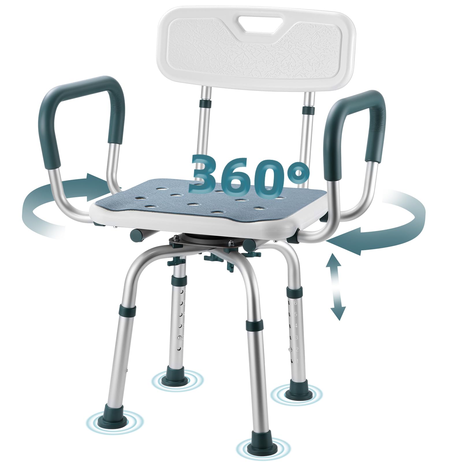 Photo 1 of Swivel Shower Chair with Arms and Back, 400 lbs Heavy Duty Shower Seat for Inside Shower Stall and Bathtub, Height Adjustable Safety Bath Seat for Elderly, Adults, Handicap and Disabled