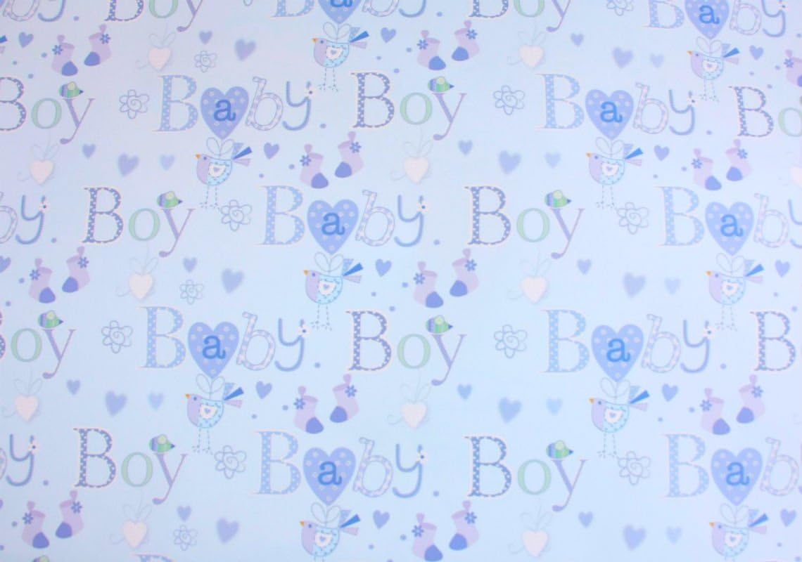 Simon Elvin BABY BOY WRAPPING PAPER 2 SHEETS OF GIFT WRAP & ONE TAG
