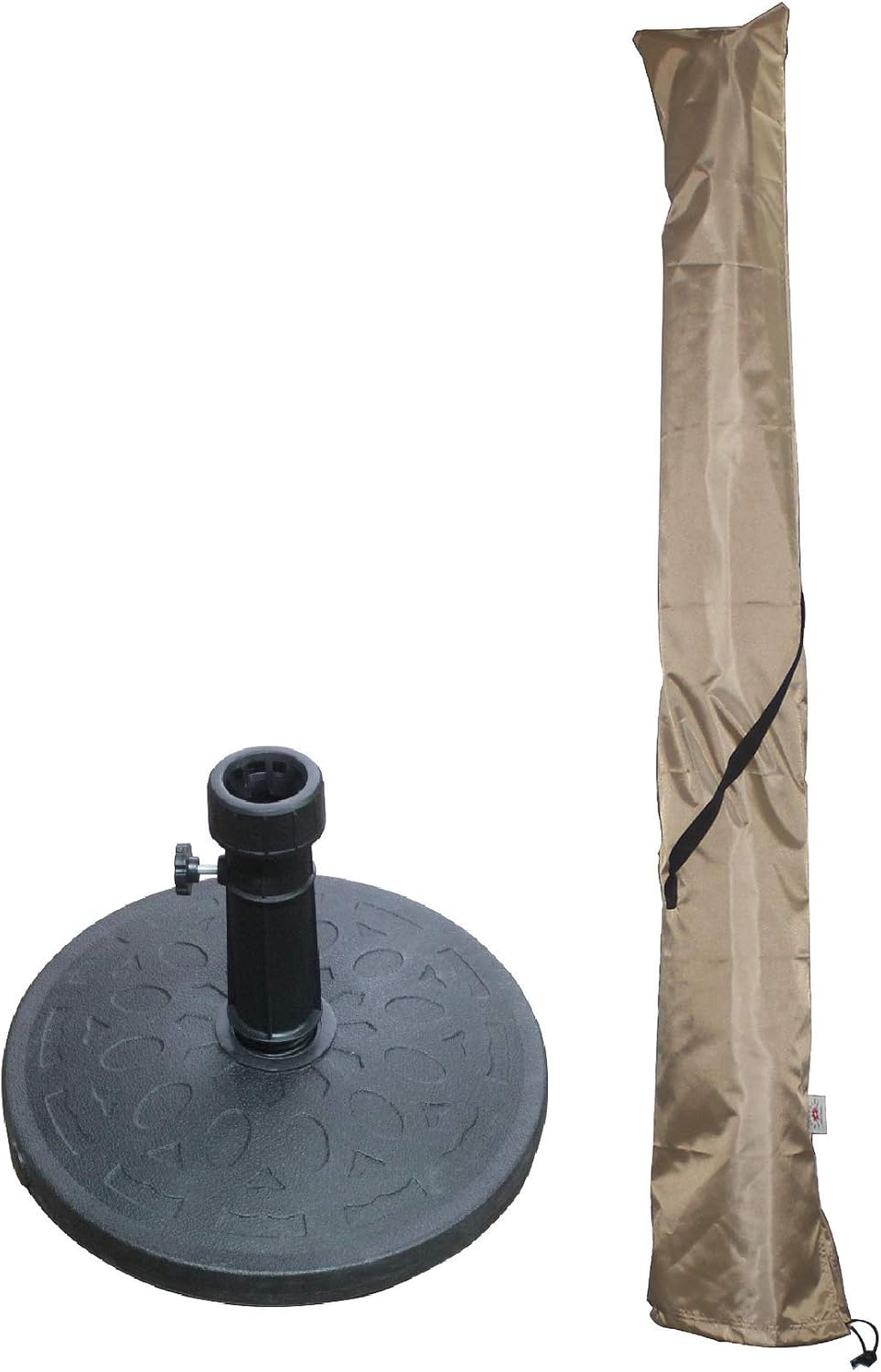Patio Umbrella Base Stand Solid Weight and a Water Proof Umbrella Cover