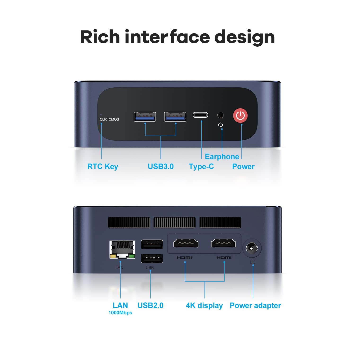 Beelink SEi11 Mini PC, Intel 11th Gen Core i5-11320H(4C/8T up to 4.5GHz), 16G DDR4 RAM+500G NVMe SSD Mini Desktop Computer Support 4K@60Hz Dual Display, WiFi 6, BT5.2, Ethernet, Auto Power On, WOL
