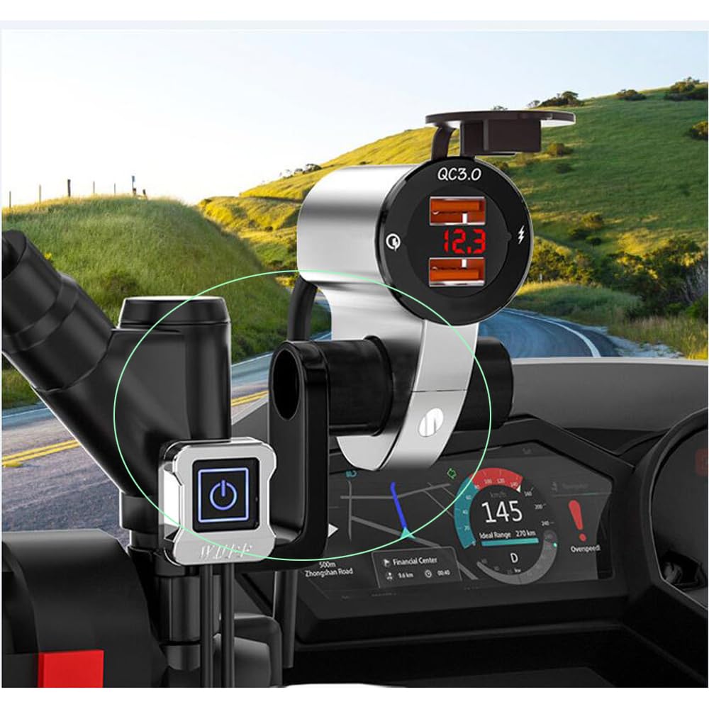 2 Pack Motorcycle Handlebar Extender Mirror Mount Extension Post Extension Bar for Motorcycle Phone Holder Rear View Mirrors USB Charger GPS Headlight Scooter ATV Dirt Bike Ebike Motorbike