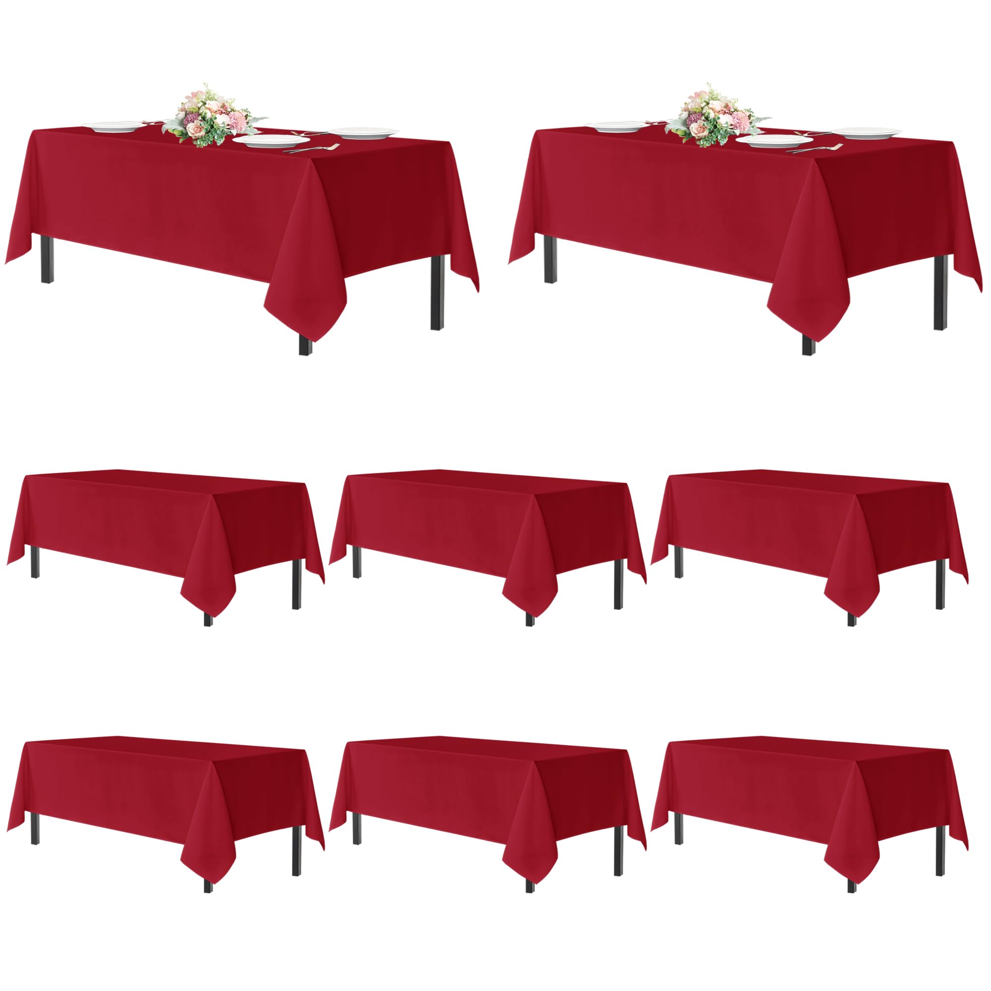 sancua Red Tablecloths for 8 Foot Rectangle