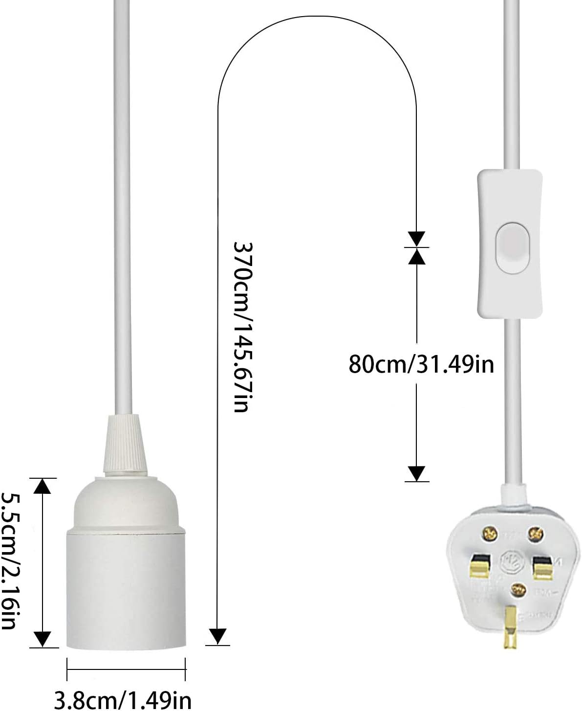 Pendant Light Ceiling Lighting, 2-Pack E27 Lamp Holder Suspended Hanging Light Fitting - Image 3