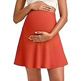 G4Free BareFeel Maternity Tennis Skirt with One Pocket Over The Belly Stretchy Pregnancy Workout Skorts Inner Shorts Golf