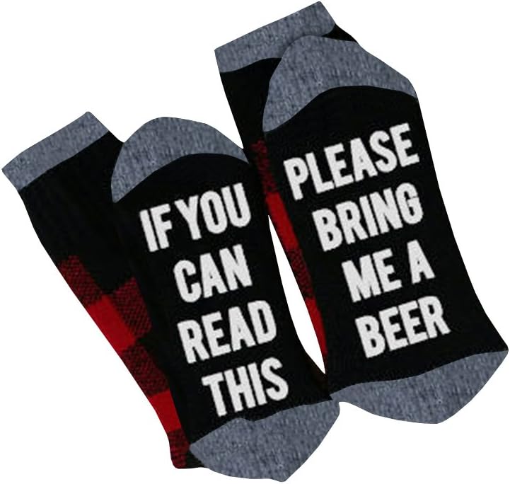 Inorin Womens Plaid Fun Dress Socks If You Can Read This Bring Me a Glass Of Wine Socks