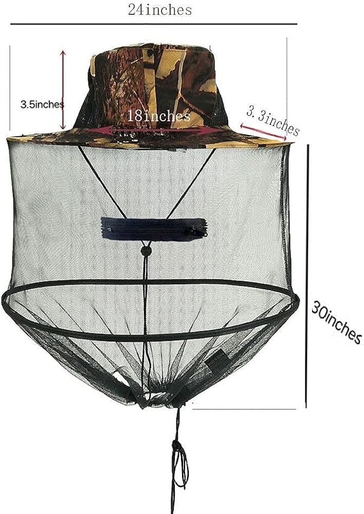 BeesNise 2 Pack Leaf Camouflage Mosquito Net Hat with with Zipper Foldable Fly Protection Netting,Mosquito Hat with Netting for Men &Women Which Suitable for Outdoor Sports and Gardening Works: Clothing