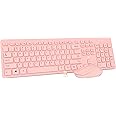 Wireless Keyboard and Mouse Combo - Rii Standard Office PC Keyboard and Optical Wireless Mice (Pink)