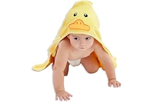 HIPHOP PANDA Hooded Towel - Rayon Made from Bamboo, Bath Towel with Bear Ears for Newborn, Babie, Toddler, Infant - Absorbent Large Baby Towel - Yellow Duck, 30 x 30 Inch