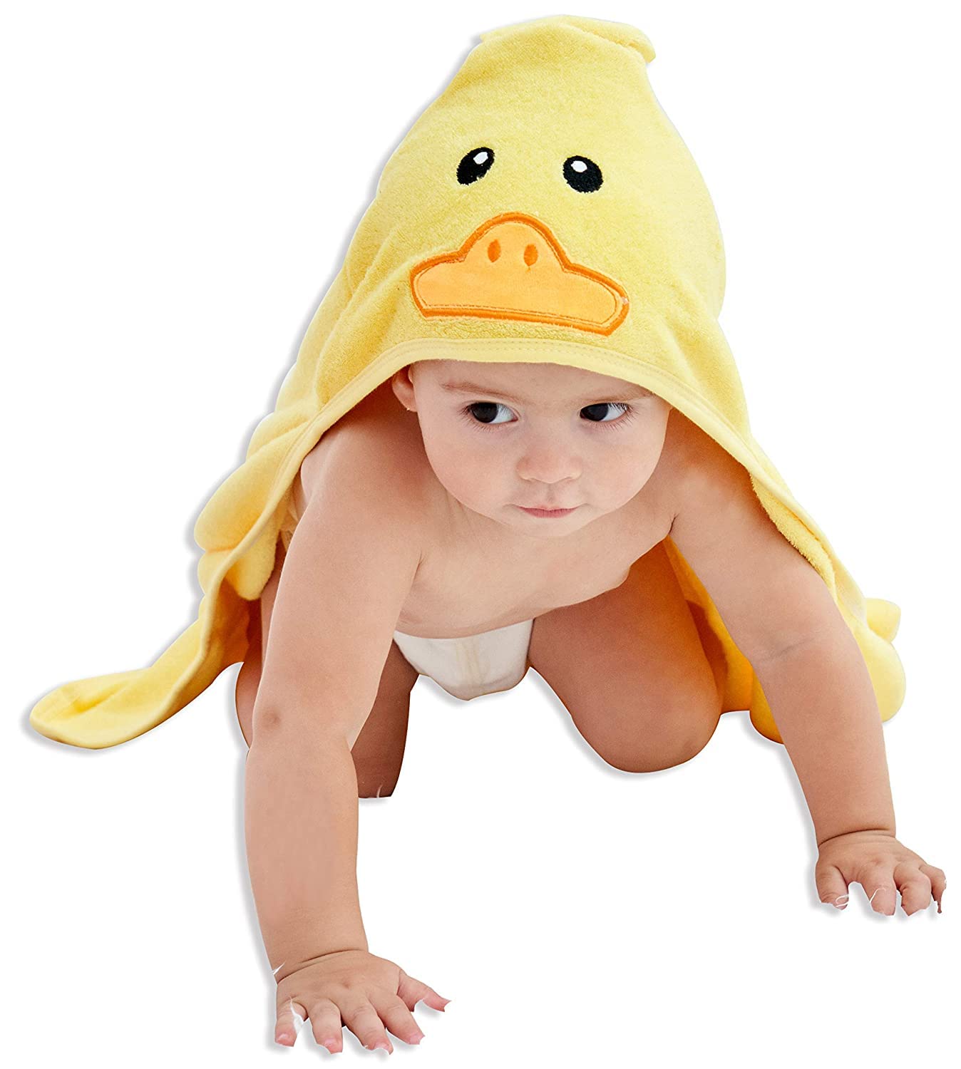 HIPHOP PANDA X - Large Hooded Baby Towel - Rayon Made from Bamboo, Soft Hooded Bath Towel for Babie, Toddler,Infant, Perfect for Boy and Girl - (Yellow Duck, 37.5 x 37.5 Inch)