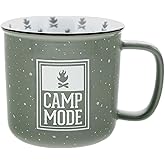 Pavilion Gift Company - Camp Mode Ceramic 18-ounce Mug, Green with Speckled Finish, Durable Thick Walled Camping Style Coffee Cup, Campfire Mug, Cabin Decor, RV Accessories, 1 Count