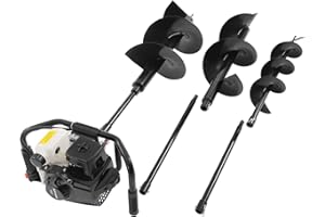 GRFCEVUE Auger Post Hole Digger, 72CC 2-Stroke 3000W Gas Powered Earth Post Hole Digger Fence Earth Auger Single Cylinder Air-Cooled Post Hole Digger with 3 Auger Drill Bits 6" 10" 12" for Farm Garden Plant