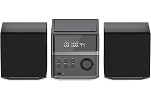 LONPOO Stereo System for Home，2 x 15-W high Fidelity Stereo CD Player with Speakers (Support for Bluetooth CD Player, FM Radio, Home Music Audio System) (129-1)