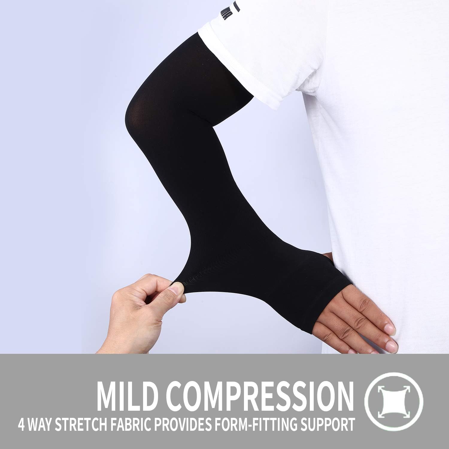 Arm Sleeves for Men Women Youth, Sun Protection Cooling UPF 50 Compression Arm Sleeve with Hand Cover Tattoo Cover Up Sleeves to Cover Arms for Elbow Basketball Running Cycling Golf Football-Black : Sports & Outdoors