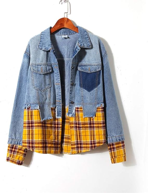 plaid denim jacket womens