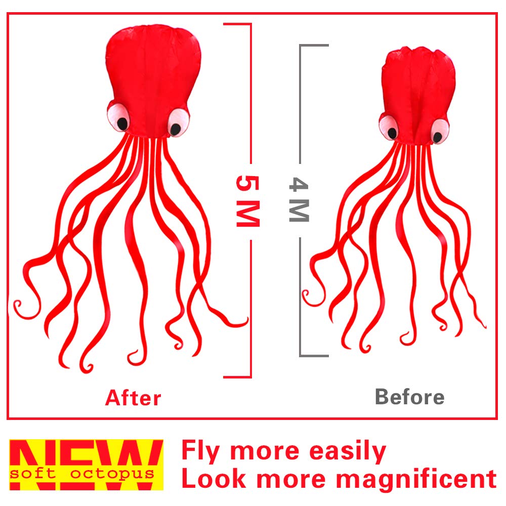 Hengda Kite Software Octopus Flyer Kite with Long Colorful Tail for Kids,Long,Large,for Kids and Adults,Easy to Fly