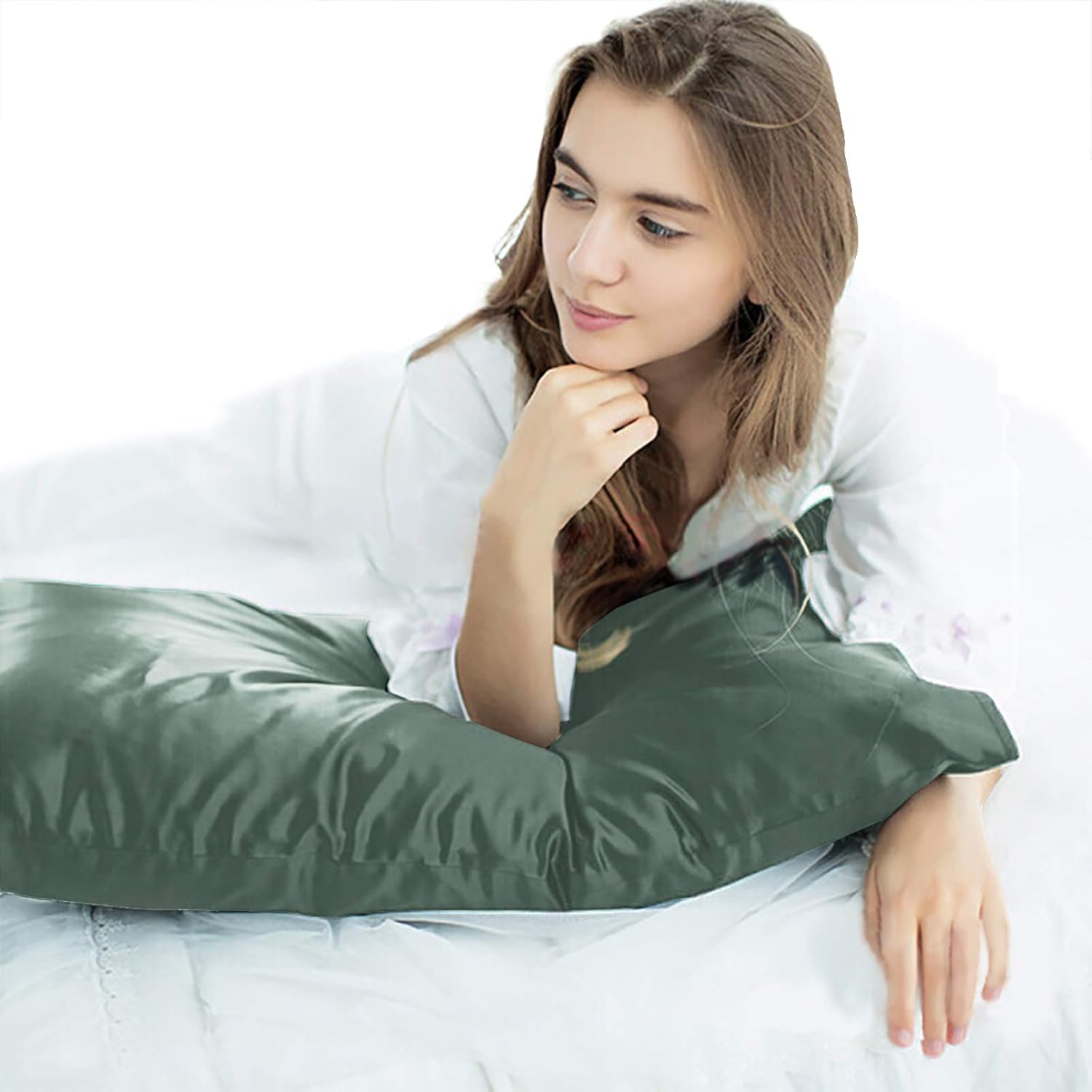 Nappo Satin Pillowcase for Hair and Skin Queen Size Cover Set of 2（20X30 inches Light Grey: Kitchen & Dining