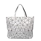 Geometric rhombic female handbag patent leather