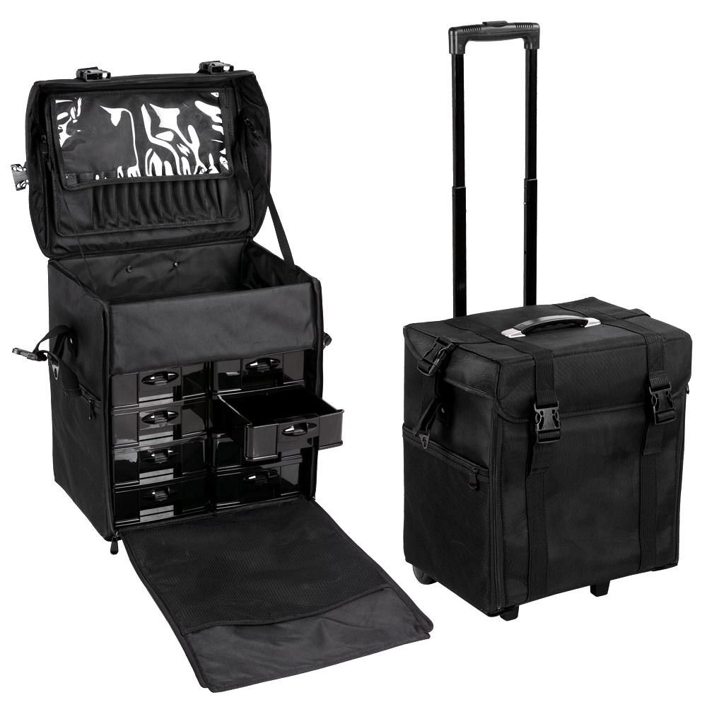 Cosmetic Case Organizer Bag Holder Luggage On Wheels for Travel Makeup Artist Professional Nylon