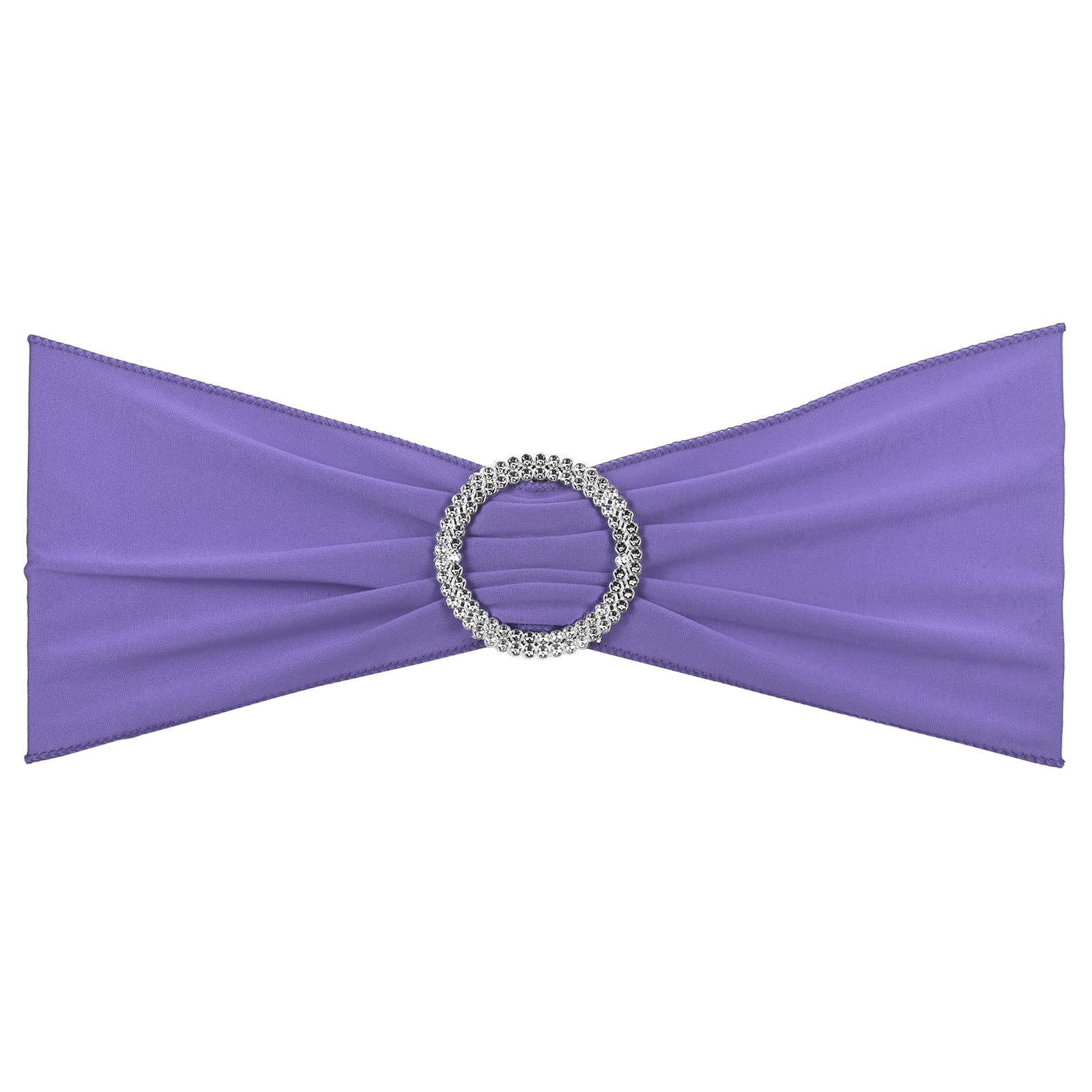 PATIKIL 13" x 5" Stretch Chair Sashes Bows, 10 Pack Elastic Chair Bands Sashes with Buckle Slider for Wedding Banquet Decorations, Light Purple