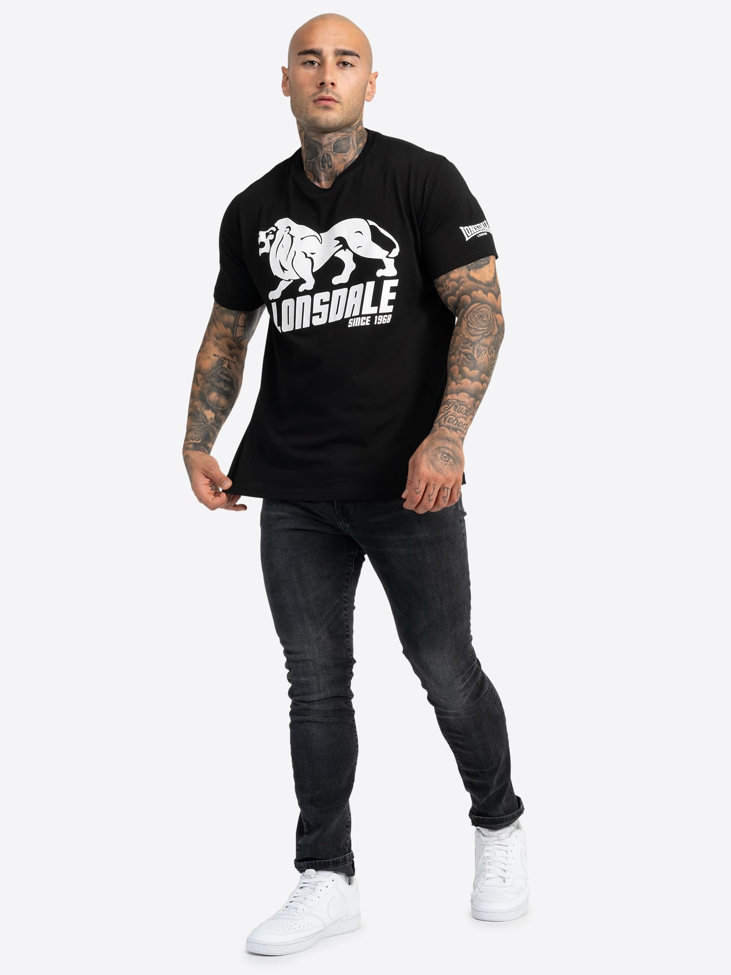Lonsdale Herren T-Shirt Normale Passform Doppelpack BYLCHAU XXXL, White/Black 2