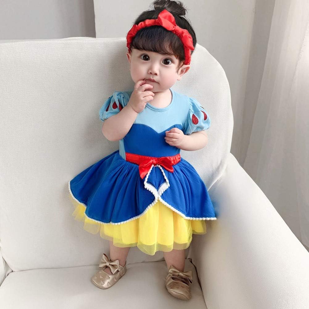 Amazon ベビー プリンセスドレス 子供 コスプレ なりきり ワンピース 白雪姫 人魚姫 シンデレラ コスチューム 赤ちゃん 用 お姫様 ドレス キッズ 女の子 チュチュスカート ハロウィン 仮装 衣装 ヘアバンド付き 半袖 白雪姫 70 ベビー マタニティ ベビー