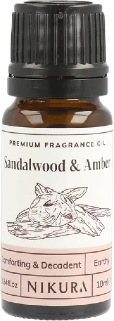 Nikura Sandalwood & Amber Fragrance Oil 10ml for Diffusers & Candle Making