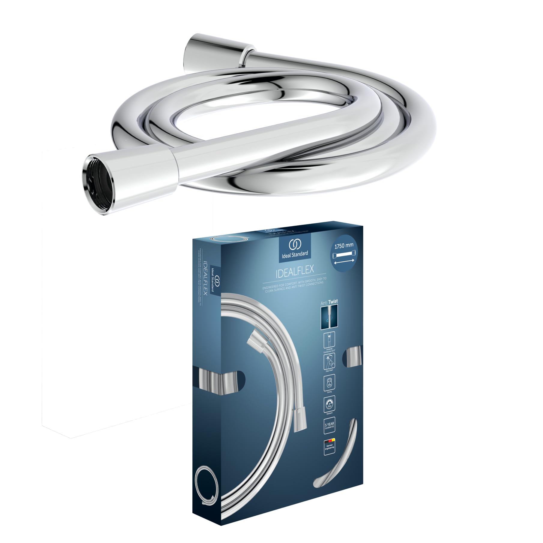 Shower Hose - Ideal Standard Idealflex Universal 1.25m Shower Hose, Chrome, BE125AA