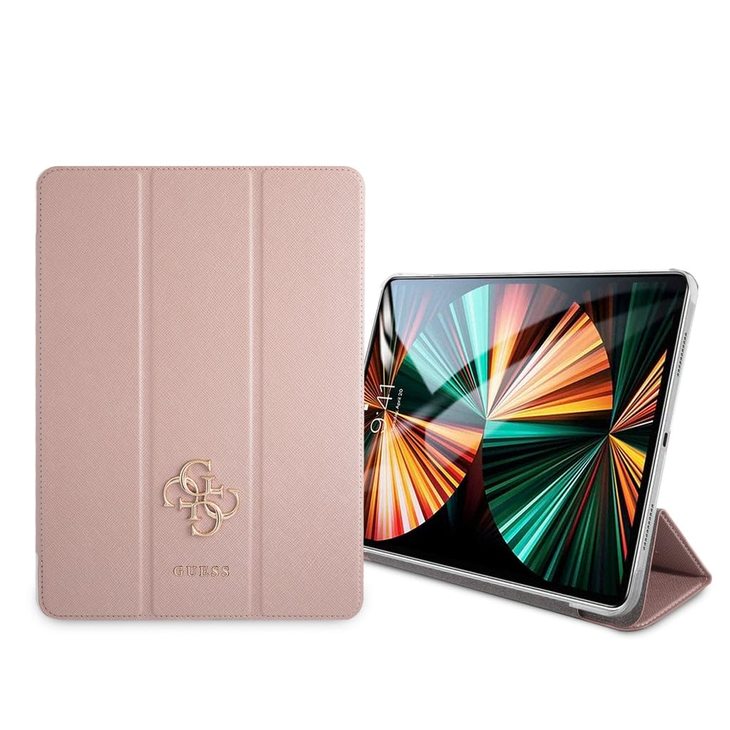 Guess GUIC12PUSASPI Book Cover for iPad 12.9 Inch 2021 Pink Saffiano Collection