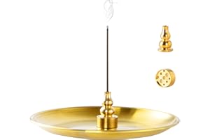 OSOPOLA 3 in 1 Incense Burner - 5.5 Inch Brass Incense Holder for Incense Sticks/Coil Incense/Incense Cones - Metal Gourd-Shaped Ash Catcher for Meditation Yoga Room Home Decor ZX11S