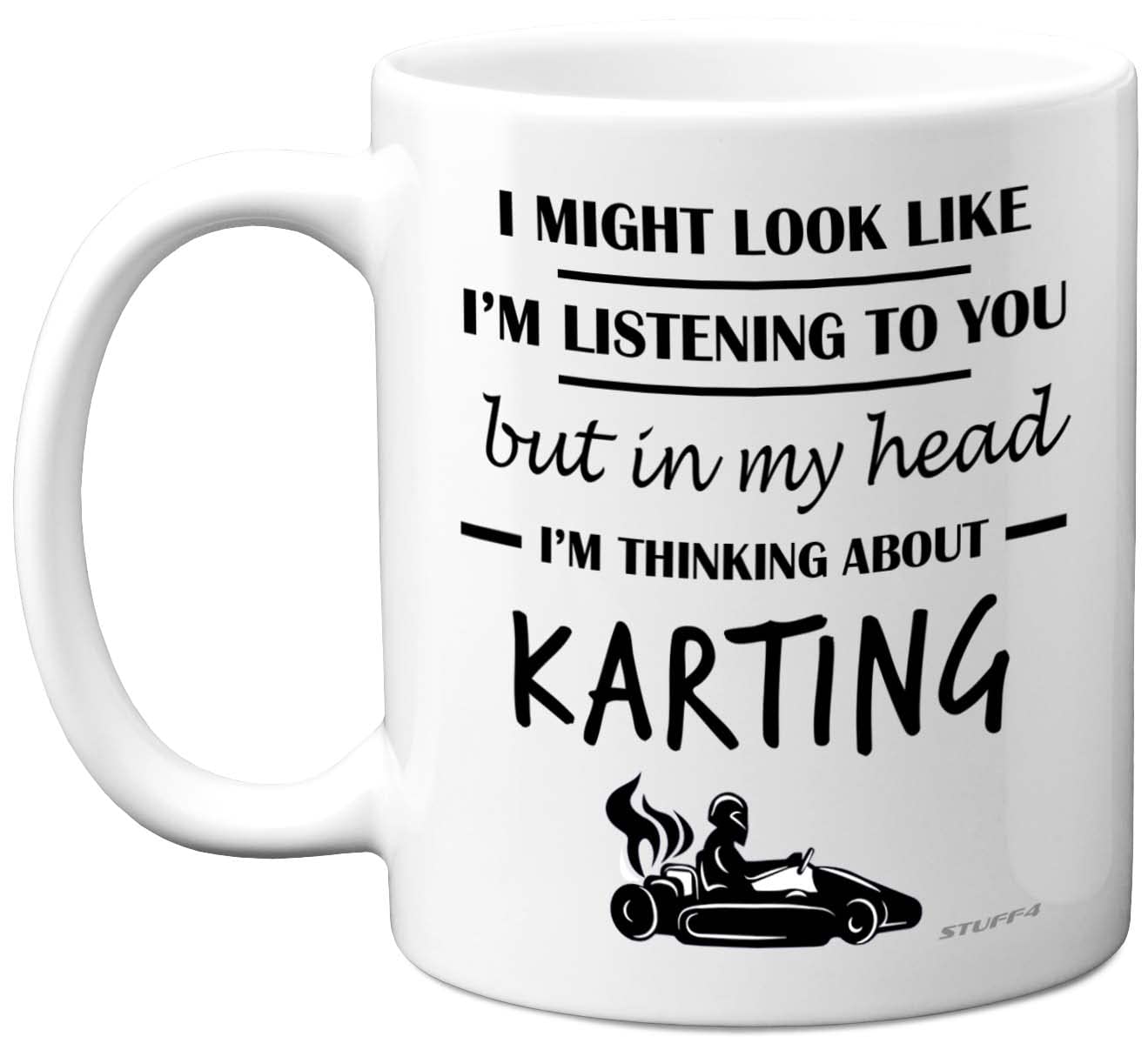 Stuff4 Karting Gifts - in My Head I'm Thinking About Karting - Funny Gifts Men Women, Go Kart Motorsport Mug, Racing 11oz Ceramic Dishwasher Safe Premium Mugs Novelty Cup — image 1
