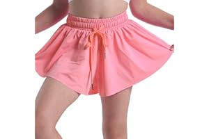 SKYANT Flowy Butterfly Shorts for Girls 2-in-1 Athletic Running Skirt Shorts Cheer Tennis Dance Preppy with Spandex Liner