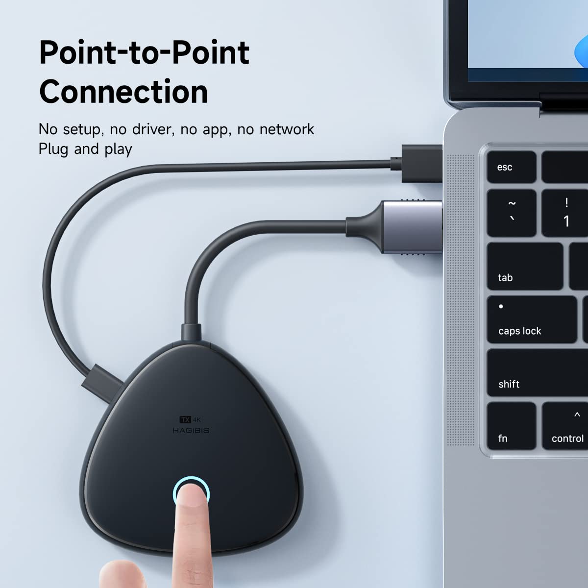 Hagibis 4K HDMI Wireless Transmitter and Receiver Kit, 2.4/5GHz Wireless HDMI Extender Kits to Monitor, Projector, HDTV, 165FT/50M HDMI Adapter for Laptop, PC, Camera, PS4/5, Xbox, Streaming (4K HDMI)