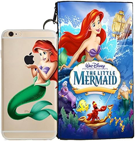 Disney Aladdin, Little Mermaid, Peter Pan, Snow White, Mickey & Minnie Jelly Clear Case for Apple iPhone 7 Plus & 8 Plus (& Zipper Pouch) (Little Mermaid)
