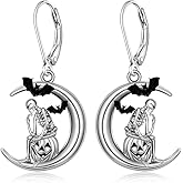Halloween Skeleton Earrings for Women Pumpkin Bat Skeleton Skull Earrings Sterling Silver Spooky Horror Scary Earring Gothic Jewelry Holiday Christmas Gifts