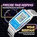 Mens Unique Stainless Steel Rectangle Digital Electronic LED Waterproof Casual Sport Dress Watch Adjustable Band, Stop Watch, Back Light, Calendar Date Day, Alarm, 164FT 50M Water Resistant - Blue