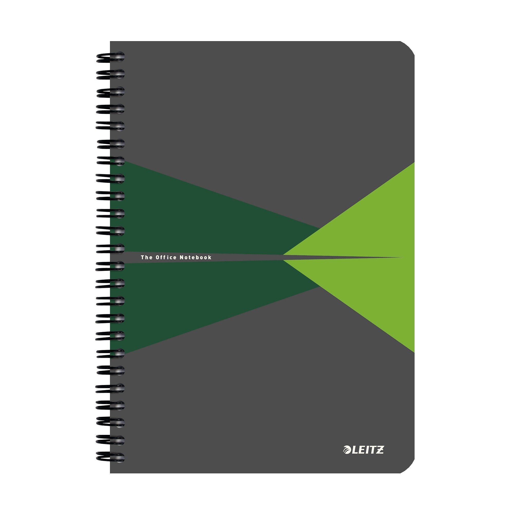 Leitz 44590055 A5 Stiff Cover Notebook, Green (Wire Bound, 90 Sheets, Ruled, 90 gsm Ivory Paper, Office Range)