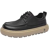 Men's Height Increasing Casual Shoes Genuine Leather Platform Sneakers, Elevator Shoes for Men with Thick Sole Everyday Wear