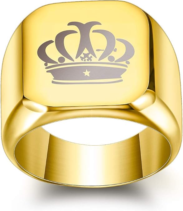 SGRMYS Exquisito Anillo de Hombre con Forma de Corona, láser láser ...