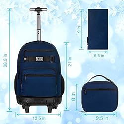TXHVO 3PCS Rolling Backpack for Men, 21 Inches