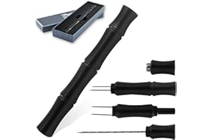 CLNYRWCB Cigar Punch 4-in-1 Multitool Set, Cigar Draw Enhancer Tool with 8mm Cigar Hole Opener & Anti Hot Fingers for Easy Cutting of Blocked Cigars to Enjoy The Last FT Cigar Without Getting Burned-Black