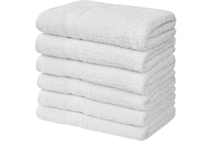 Linteum Textile Supply Premium Hair Drying Towels 100% Ring Spun Cotton Hair Towel for Women, Men, Kids 20x40 inches Quick Dry Salon Towels Hand Towel for Gym, Hair Care, Spa, Home [Pack of 6] White