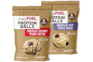 simplyFUEL Whole-Food Protein Balls Variety Pack (Best Sellers), 8 g High-Protein, Gluten-Free, Healthy Snack for Adults & Kids (9.6 oz, Pack of 2)