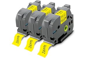 Pristar Compatible Label Tape Replacement for TZe-651 TZe651 TZ-651 TZ651 Black on Yellow Laminated Tape Work with Brother PT