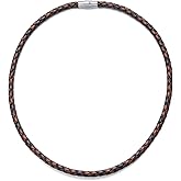 KXJ 5mm Leather Cord Rope Chain Necklace for Women Men,316L Stainless Steel Magnet Clasp Jewelry Gifts for Boys Brother Boyfriend Son Graduation Birthday Anniversary,Come Gift Box,14'' 16'' 18'' 20''21'' 22'' 24'' 26'' Made in Italy