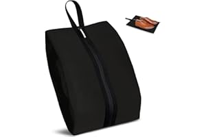 Yttriuny Shoe Bag Odor-Absorbing Water-Resistant, Travel Friendly Golf Shoe Bag with Zipper for Sports Ideal for Gym,Spikes,Golf,Tennis,Baseball(Black, 1-Pack)